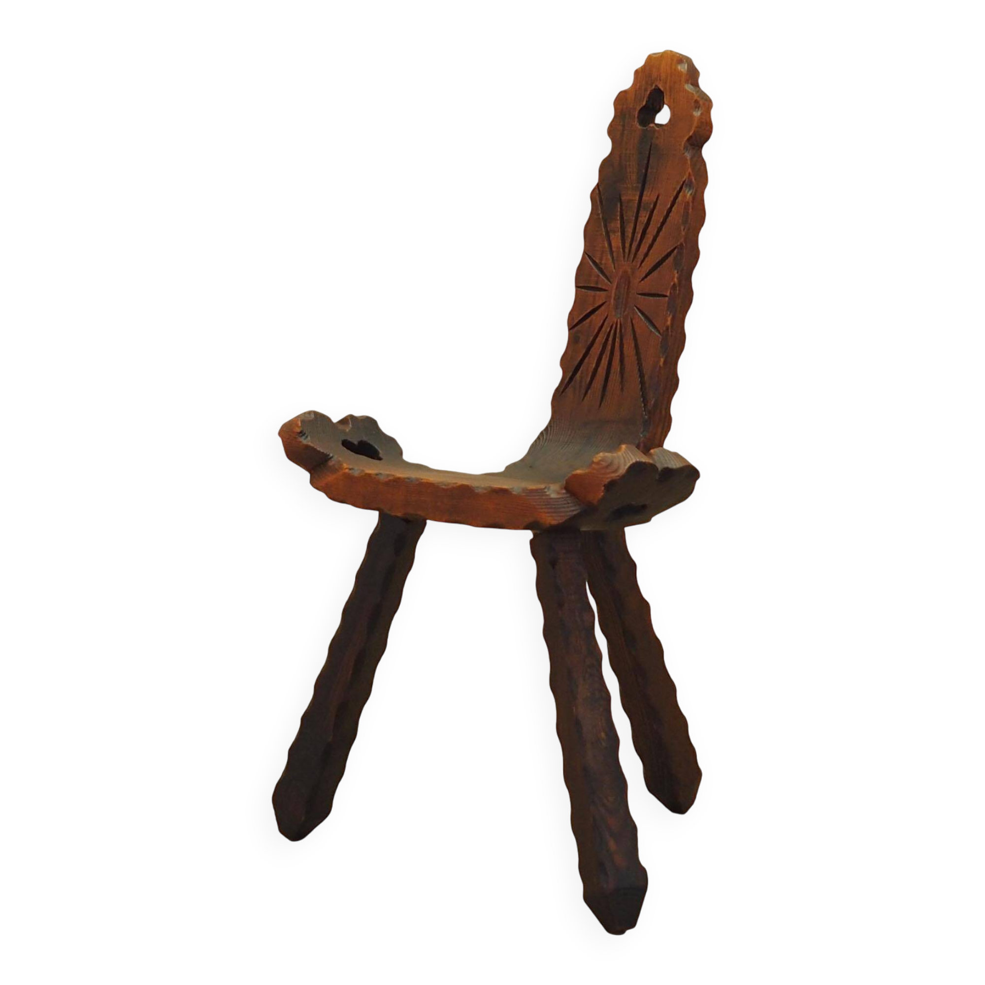 Pine chair, brutalist design, 1950s, made in Spain