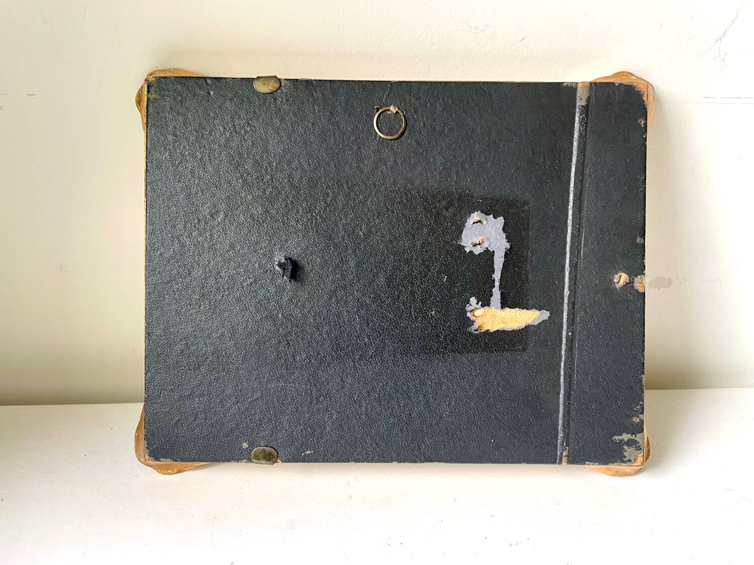 Antique ART NOUVEAU gilded Wooden Frame  18.5 cm x 14.5 cm CONVEX Glass