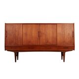 Buffet haut en teck, design danois, années 1970, fabriqué par Børge Dam