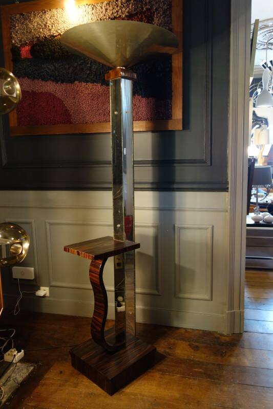 Large Art Deco Macassar Ebony Floor Lamp / Stand, circa 1930