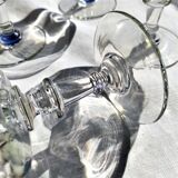 Champagne glasses 1 set of 4 crystal with flat ribs on curve
