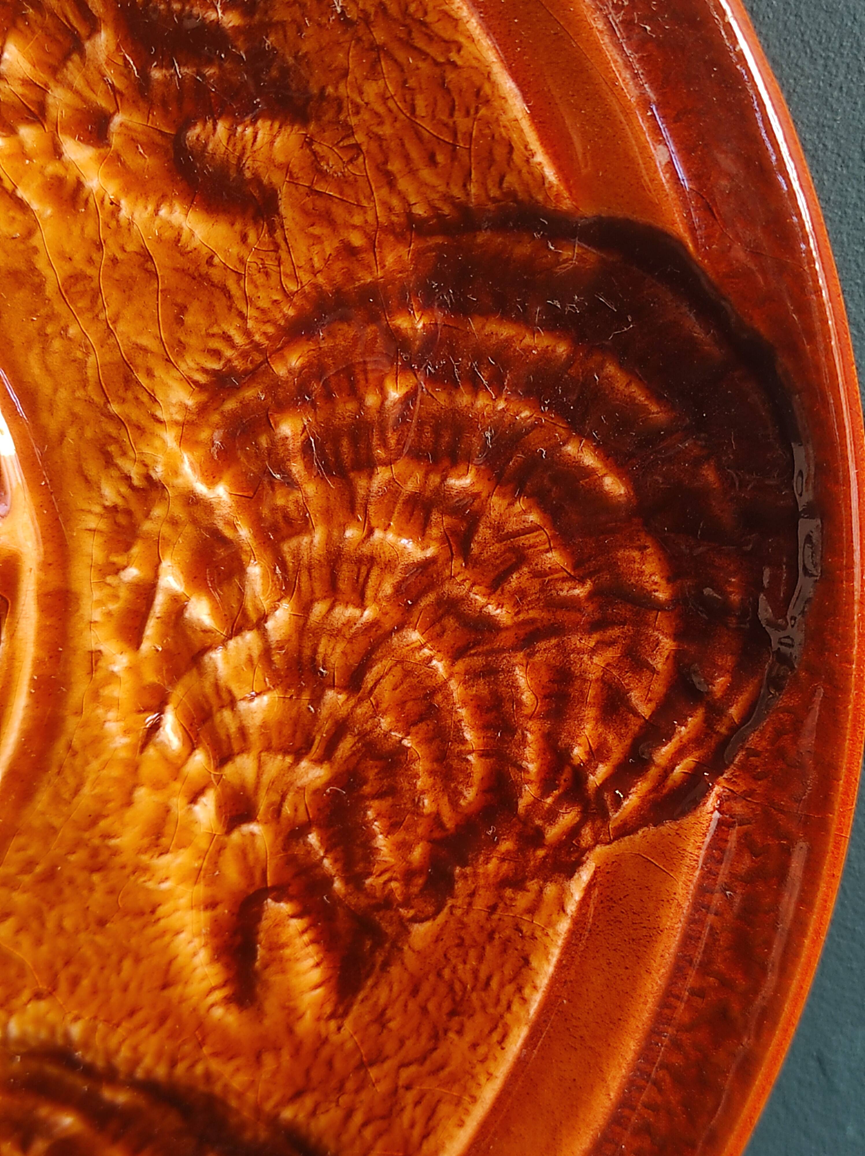 Vintage French oyster plate in Majolica from Sarreguemines