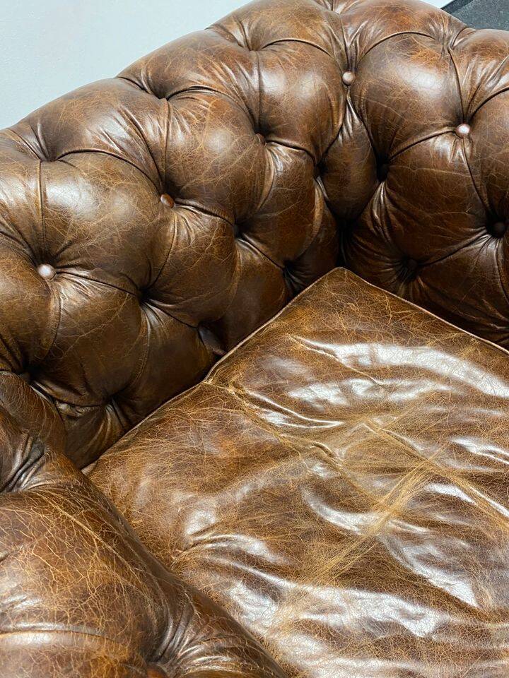 Handcrafted Brown leather Chesterfield Club Armchair