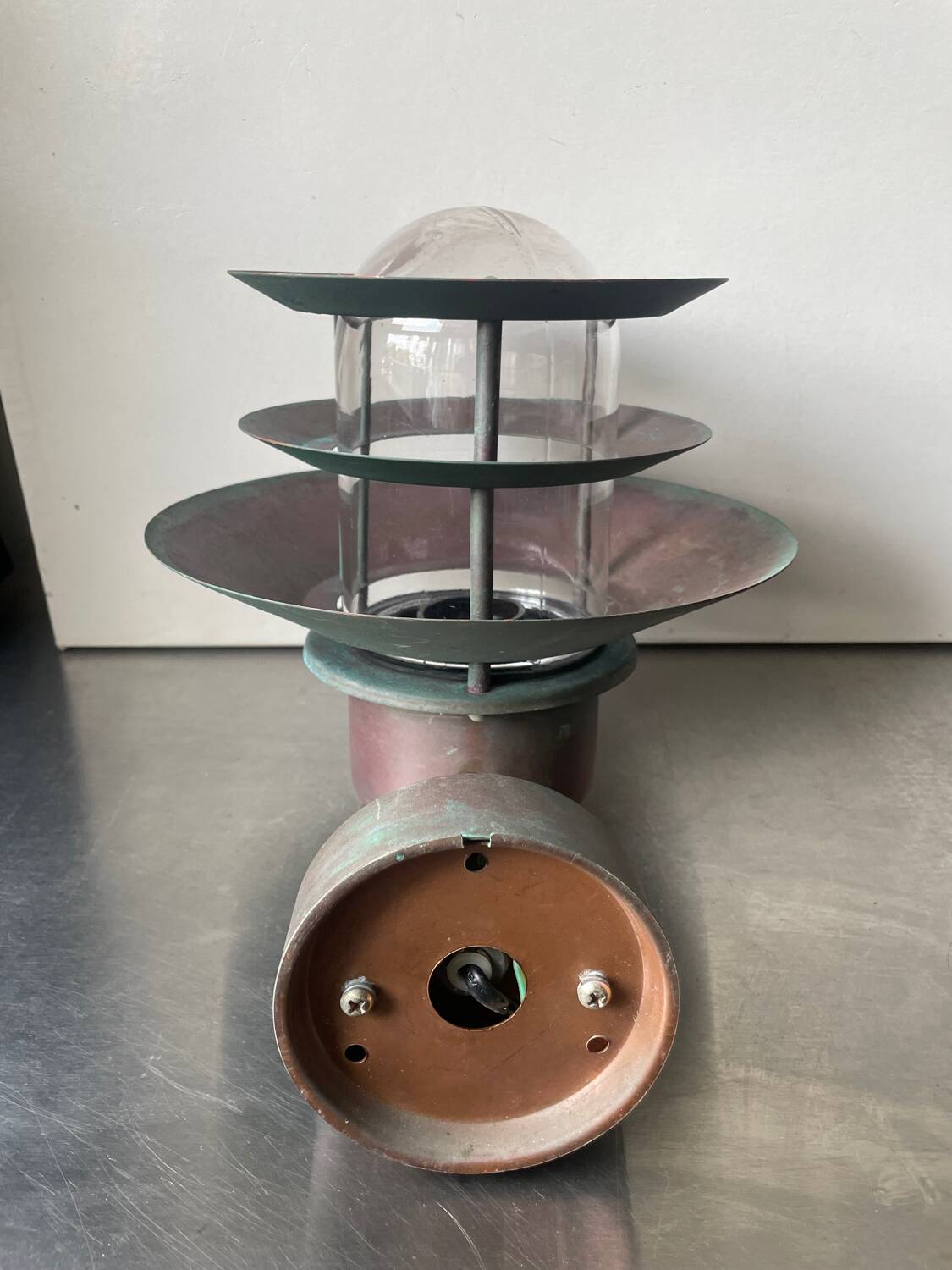 Pair of Classic Danish Vintage Outdoor Wall Lamps in  Copper