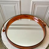 mirror cap brown orange design plexi and leather strap Made in France 1974