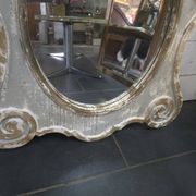 Miroir œil de boeuf en bois patiné