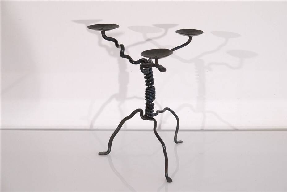 Vintage hammered iron candlestick 1970