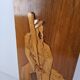 Mid-century Czech hand-carved wooden shepherd wall relief, 1960.