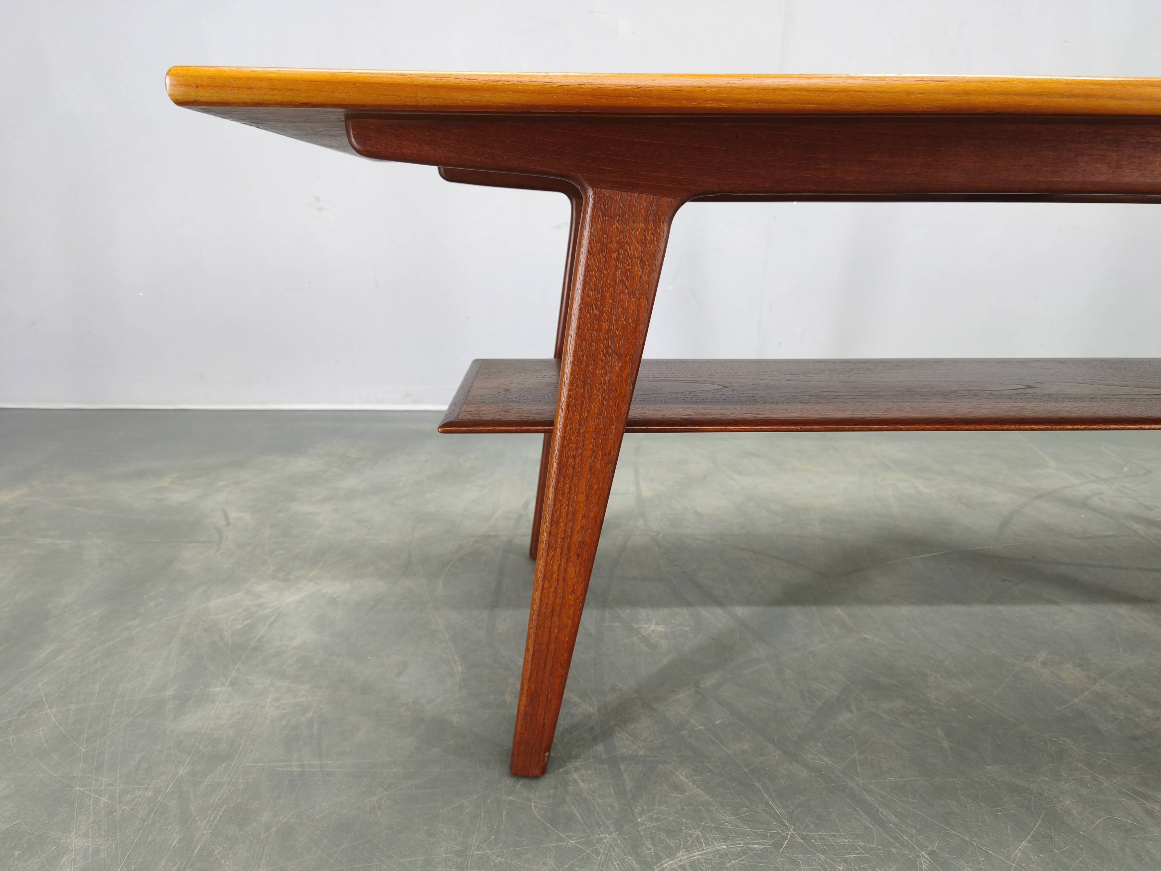 Danish Mid Century Teak Coffee Table with Shelf, 1960s