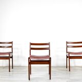 Set of 4 Midcentury Teak and Velvet Chairs by White and Newton