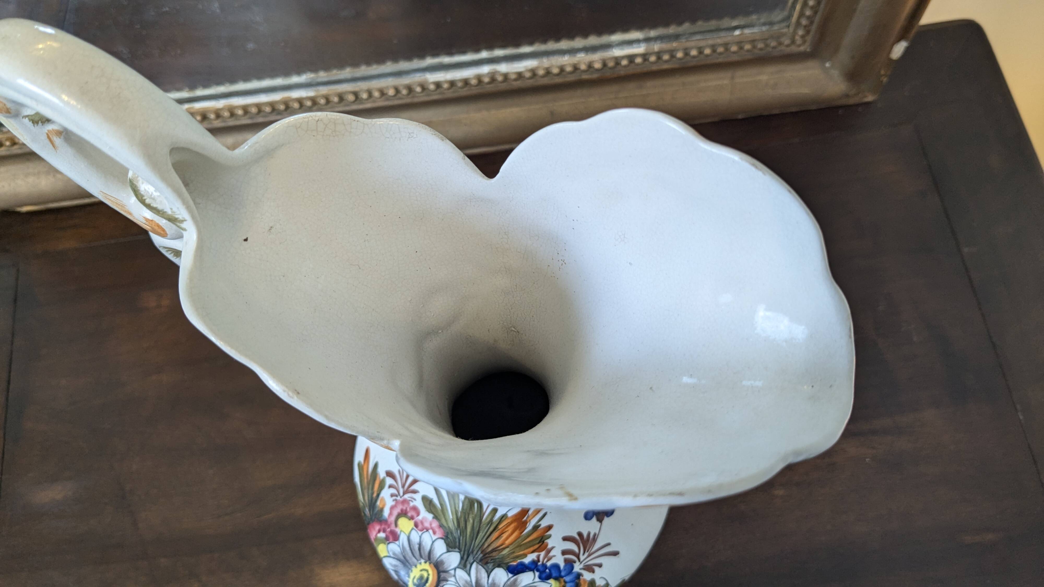 Antique Bassano ewer in cracked ceramic