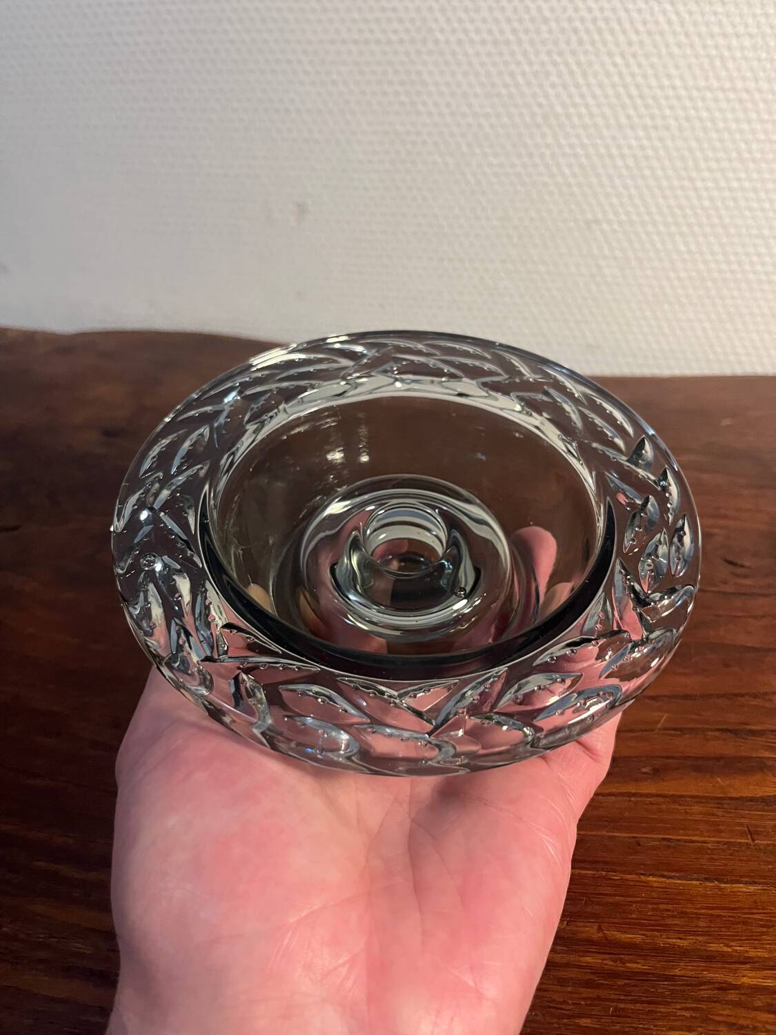 Pair of bubbled and ribbed glass candlesticks from the 70s