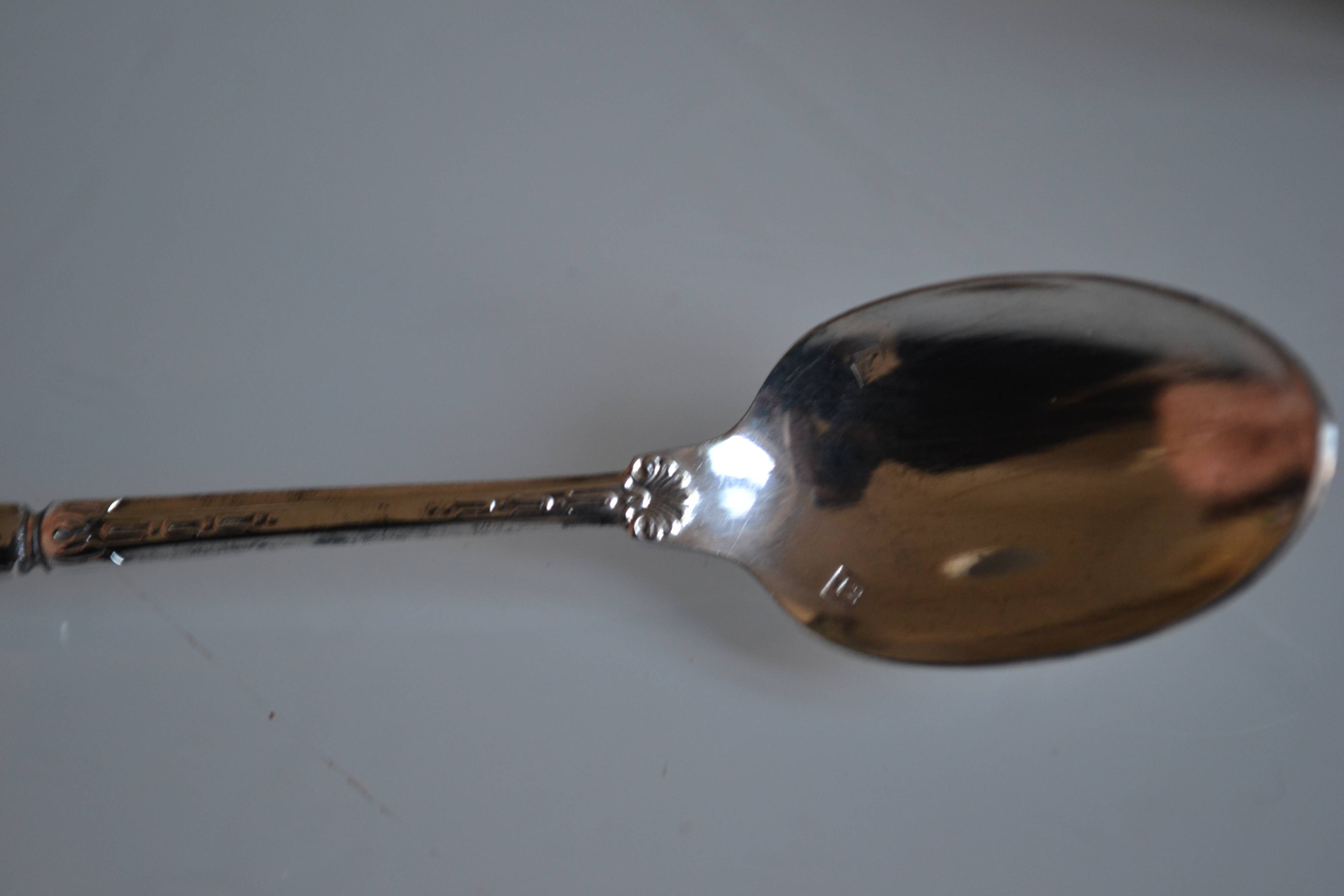 12 Silver-plated metal mocha spoons with Russian handle + box