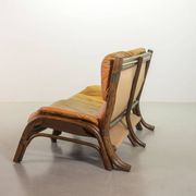 Brutalist Bentwood Love Seat Bamboo Sofa w. Caramel Leather Upholstery, 60s