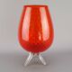 Vintage Italian tulip-shaped ribbed glass footed vase 1960s design 50-60s