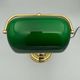 Banker's lamp in brass lampshade in green glass desk