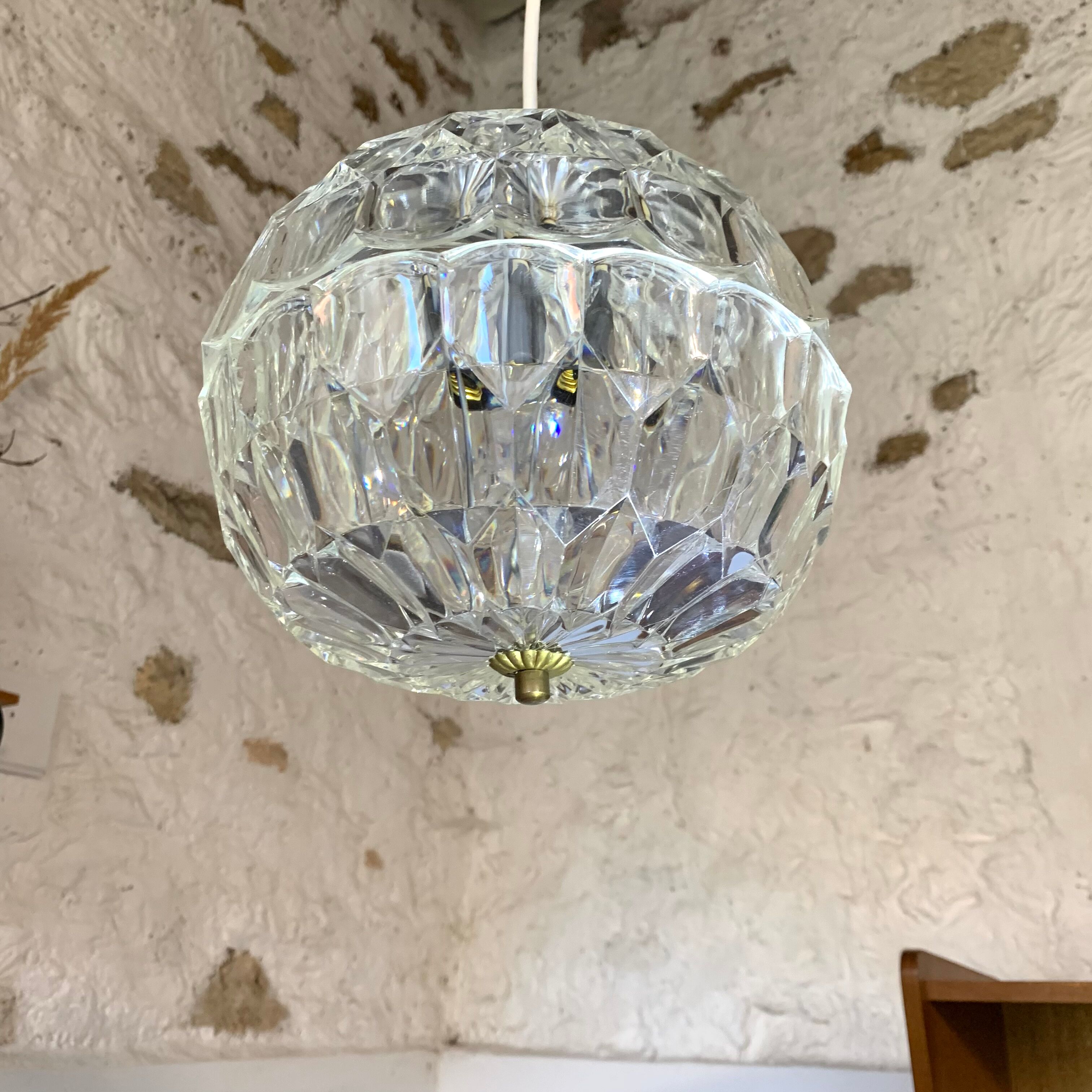 Vintage faceted plexiglass pendant lamp