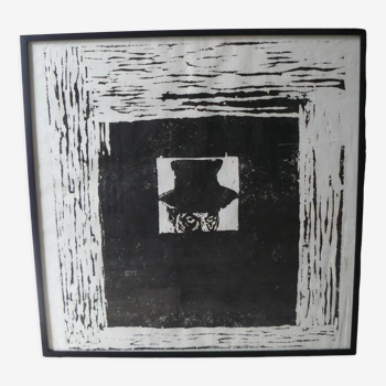 Wood engraving and frame