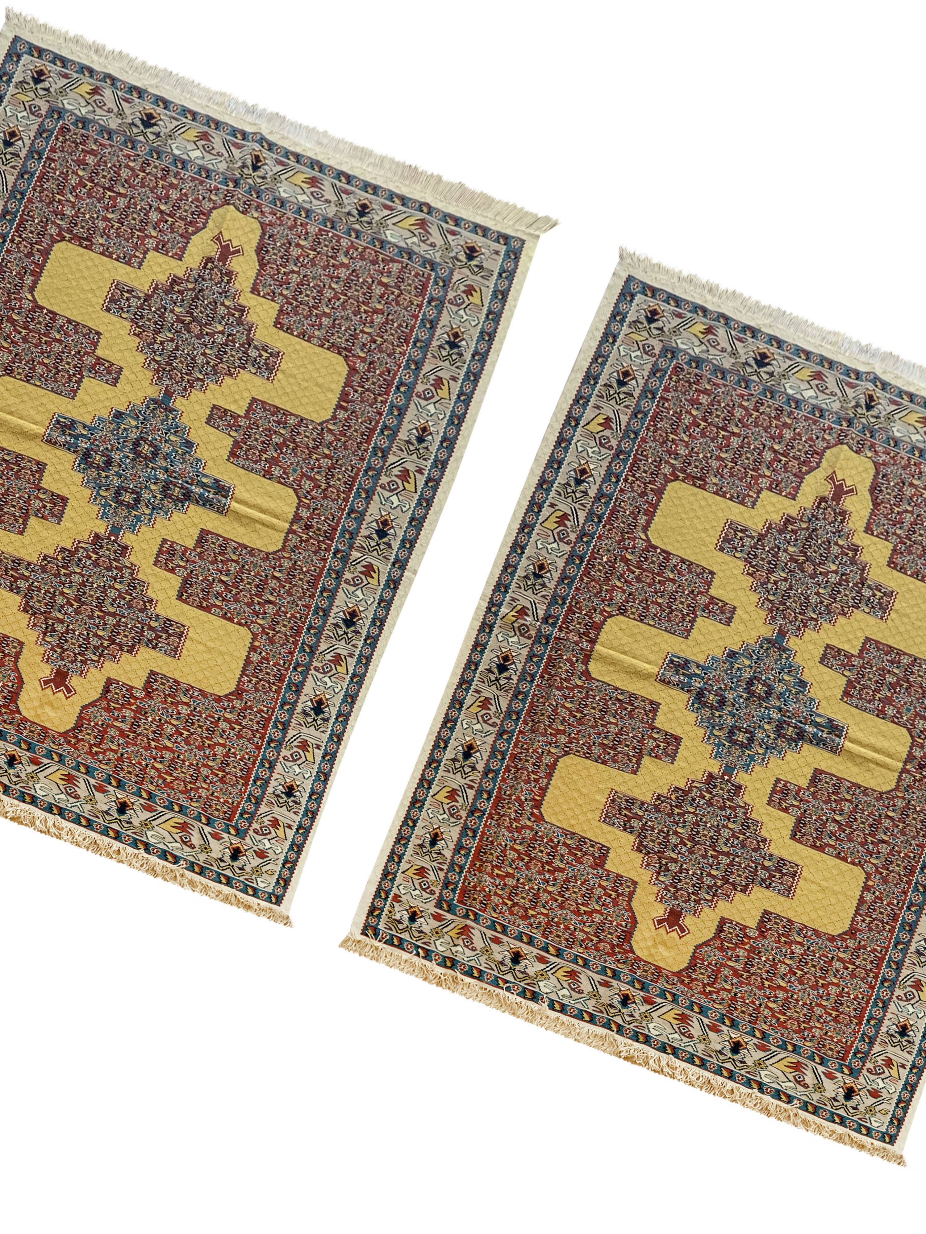 Pair Of New Persian Kilims Handwoven Kurdish Senneh Area Rugs- 115x166cm