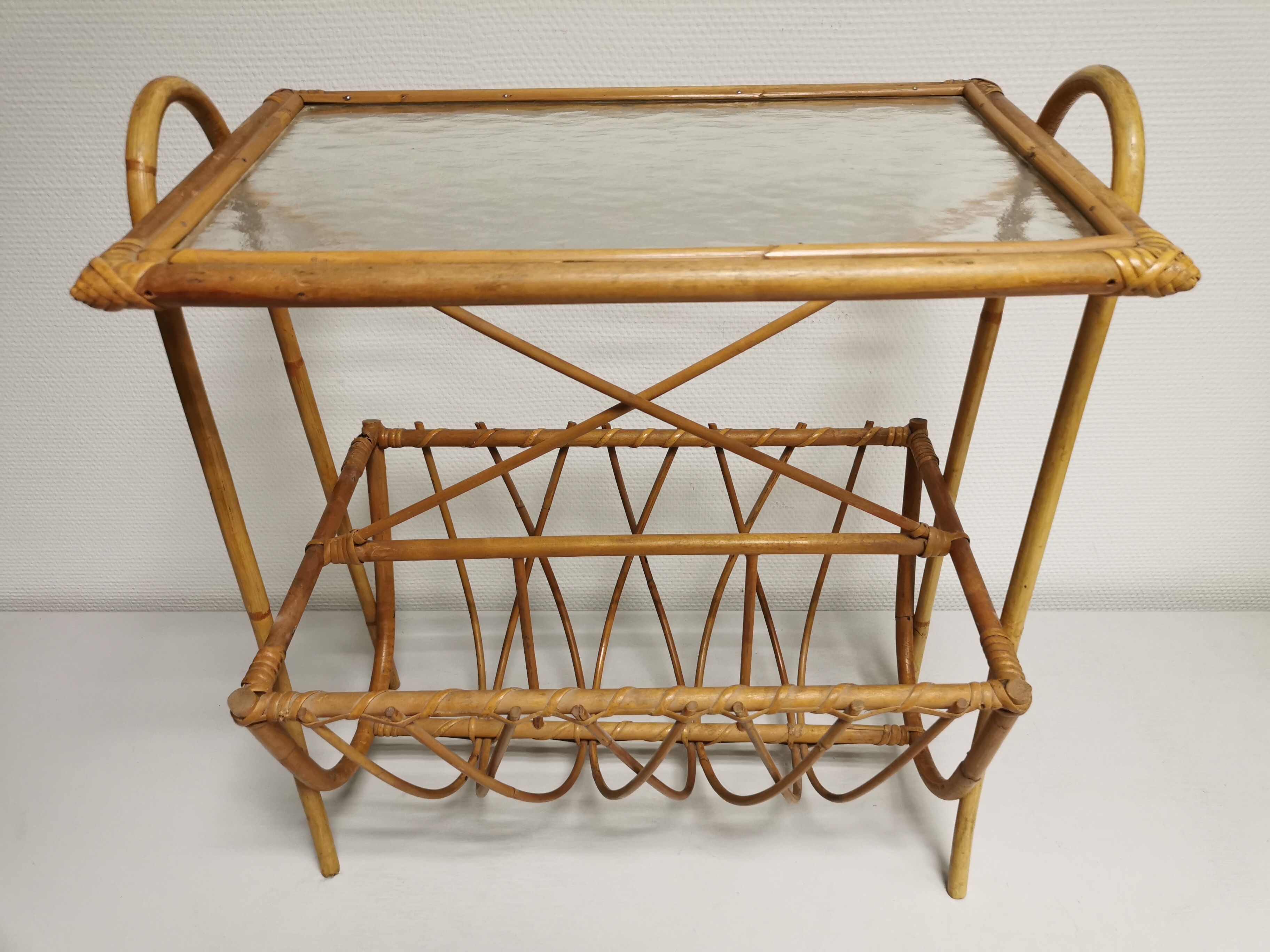 Vintage Review Door with Shelf, Bamboo / Rattan Sofa End