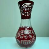 Bohemian crystal vase in ruby red color
