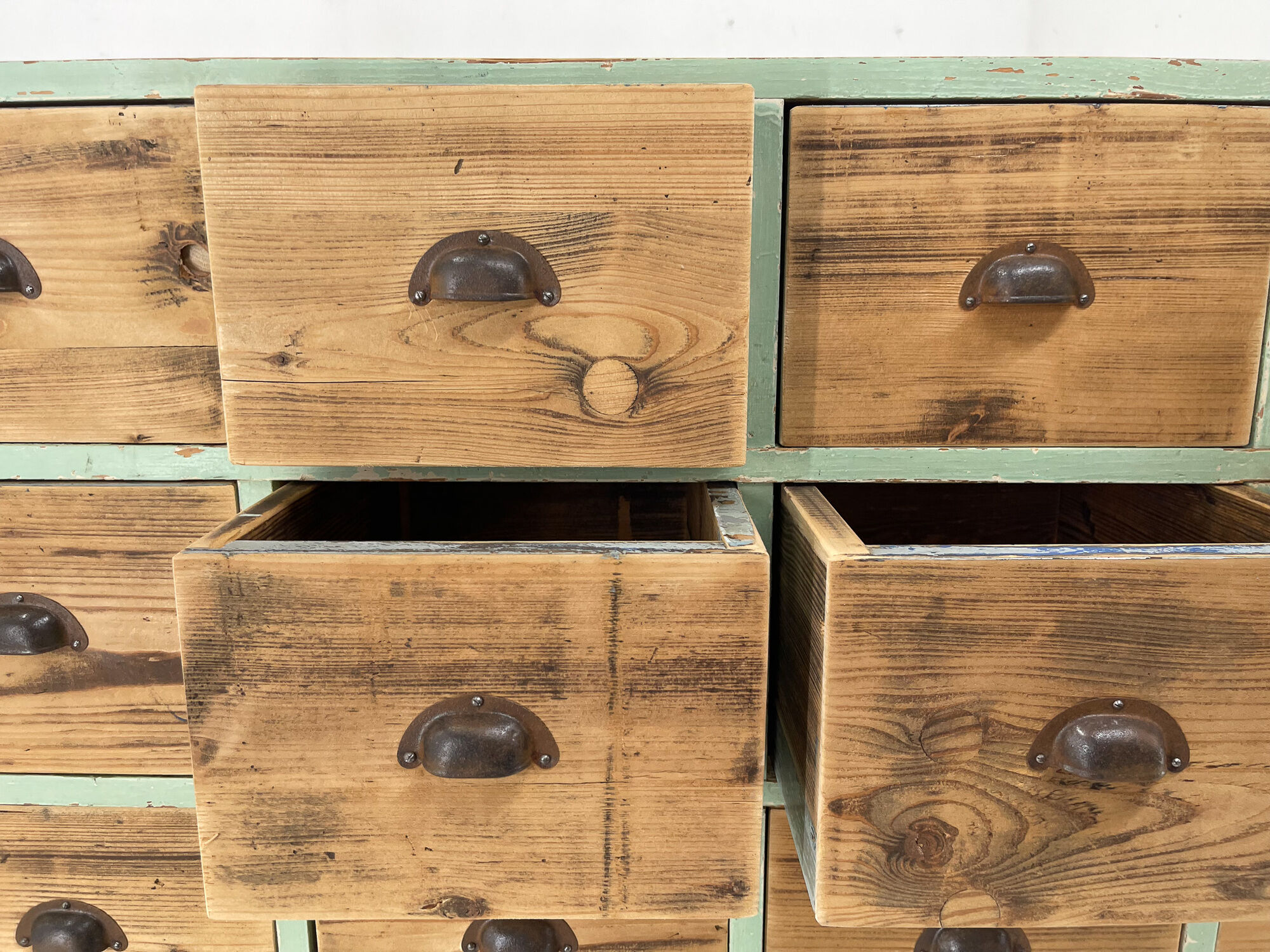 Vintage industrial wooden cabinet with original handels, 1930's
