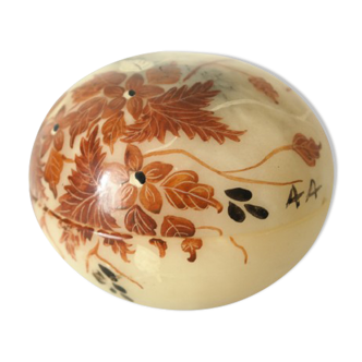 Alabaster ball box vintage hand painted art