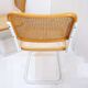 Set of 4 Italian rattan and white metal chairs
