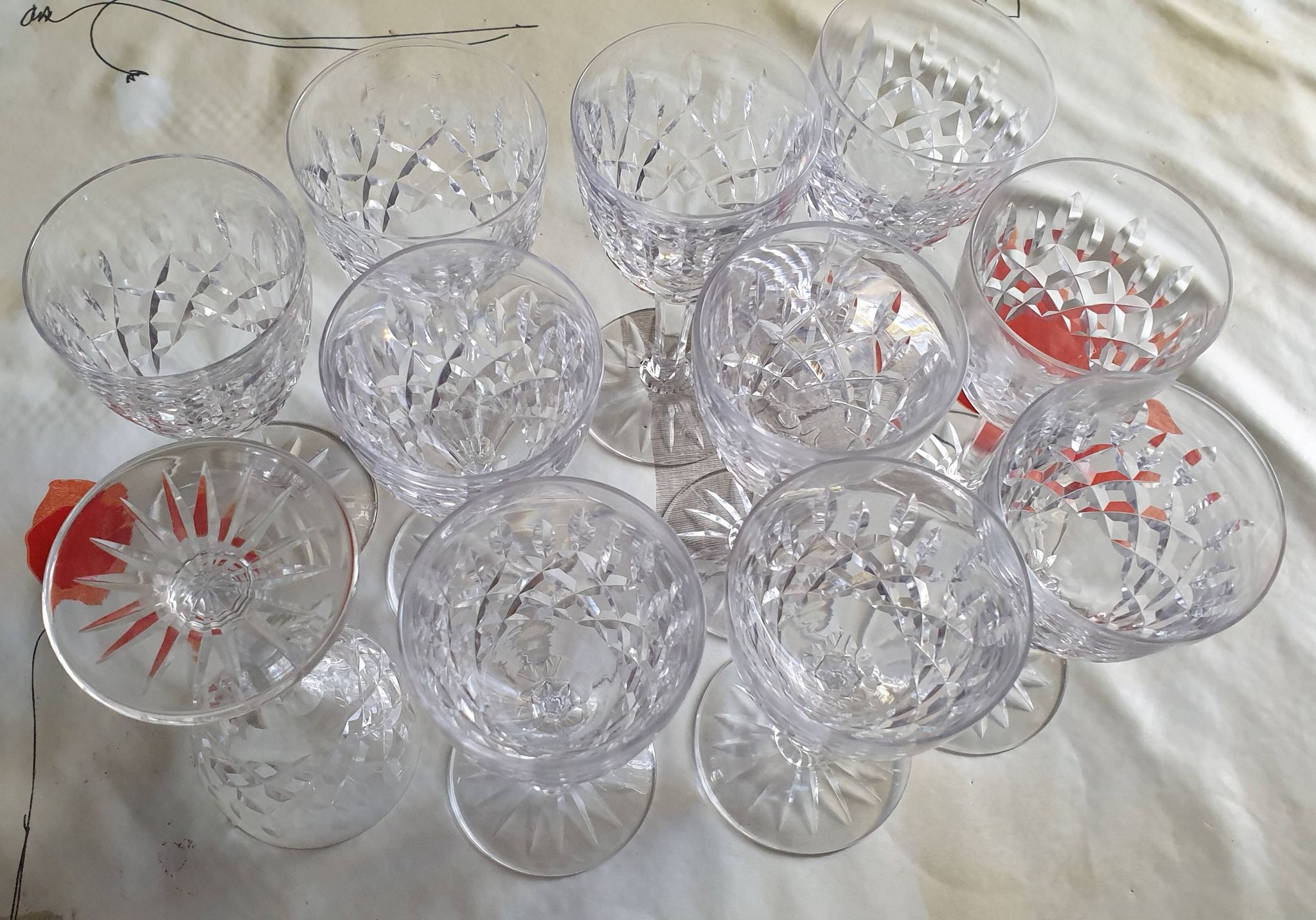 footed liqueur glasses Chantilly service from the Saint-Louis Crystal Factory