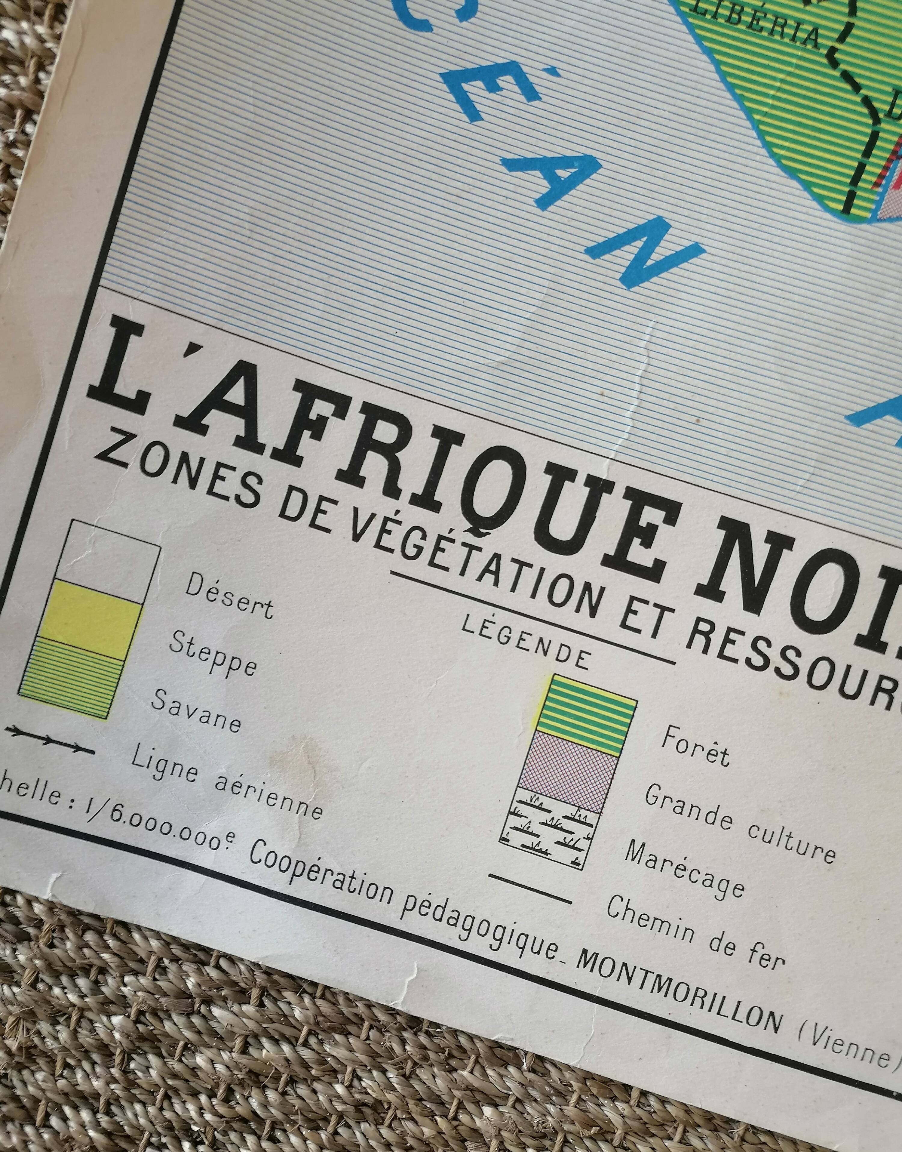 Old map Rossignol scolaire Montmorillon : L'Afrique Noire .