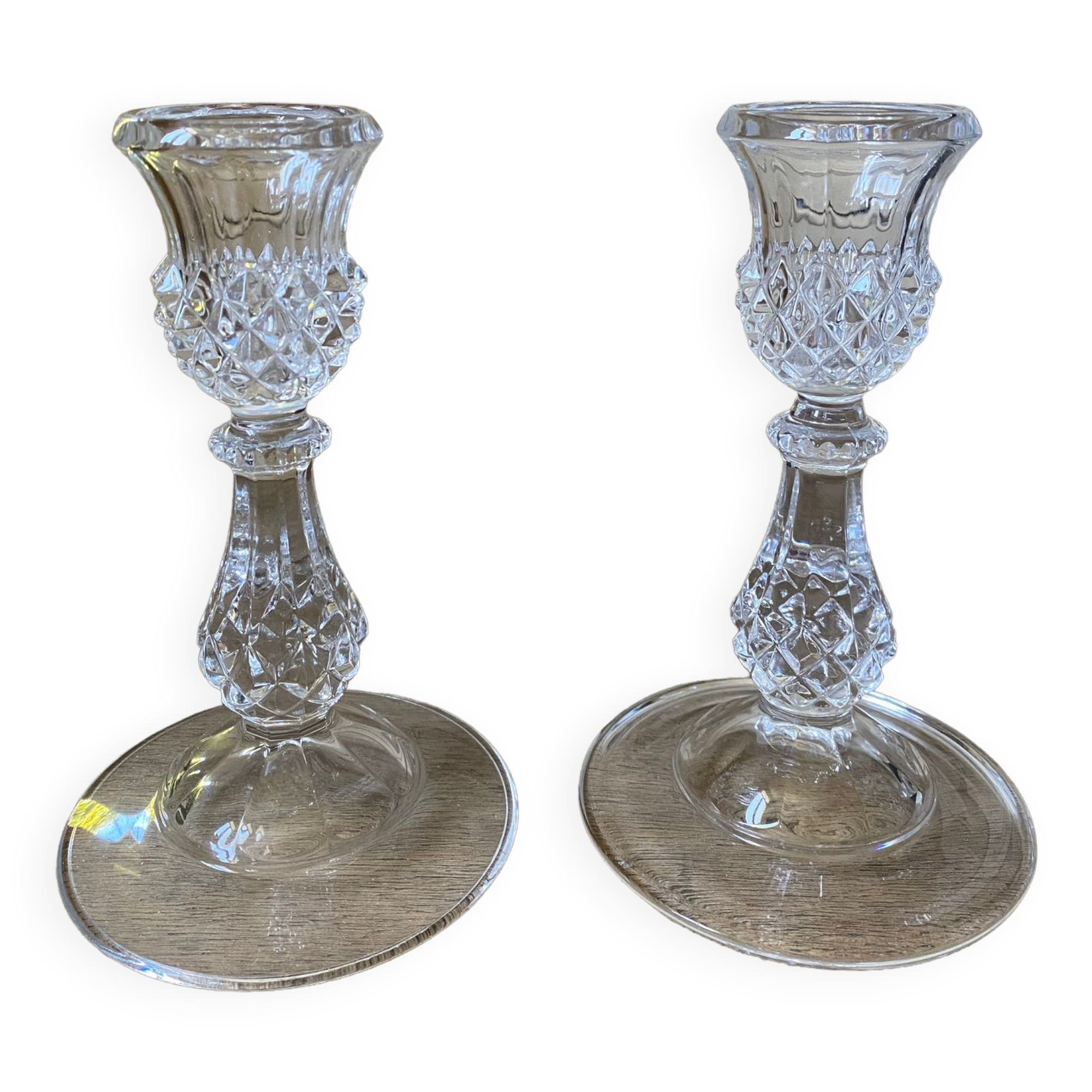 Set of two Arques crystal candle holders