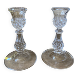 Set of two Arques crystal candle holders