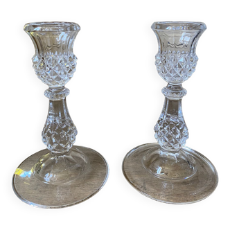 Set of two Arques crystal candle holders
