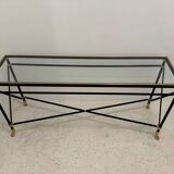 Console neo-classique laquée noir et laiton