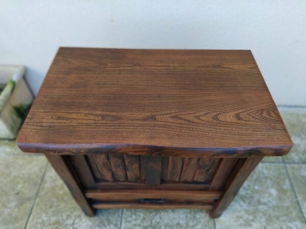 Meuble bar brutaliste orme massif ARANJOU vintage