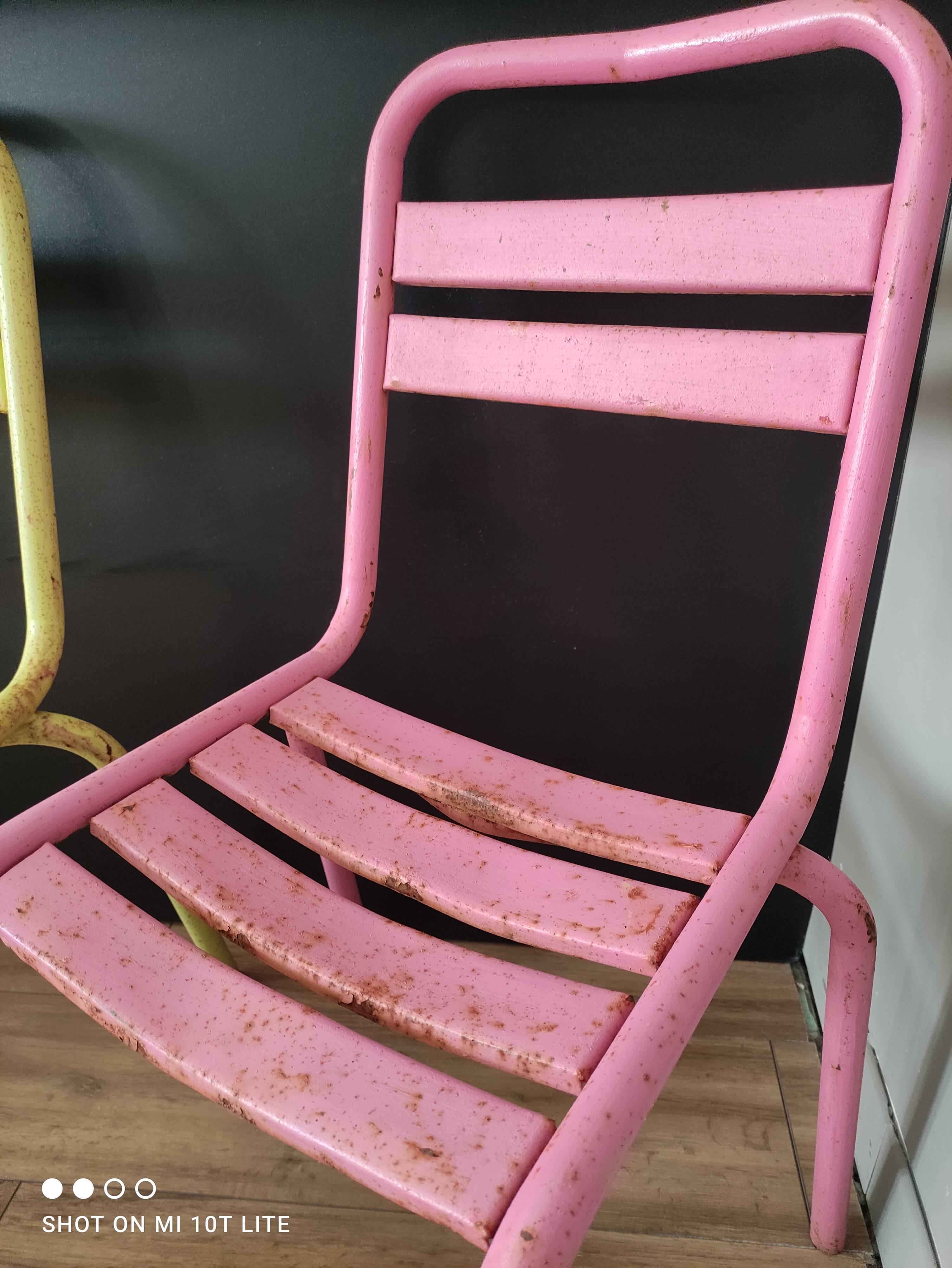 Set of 4 50s bistro chairs in rusty metal