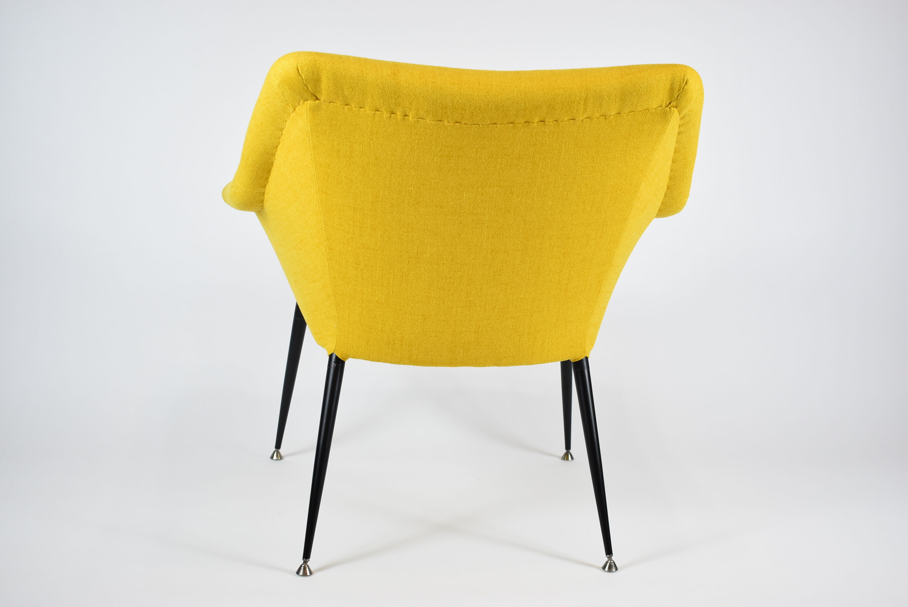 Mid-century armchair Shell, 1960s, NRD, yellow fabric, restored