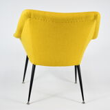 Fauteuil Mid-century Shell années 1960 NRD tissu jaune, restauré