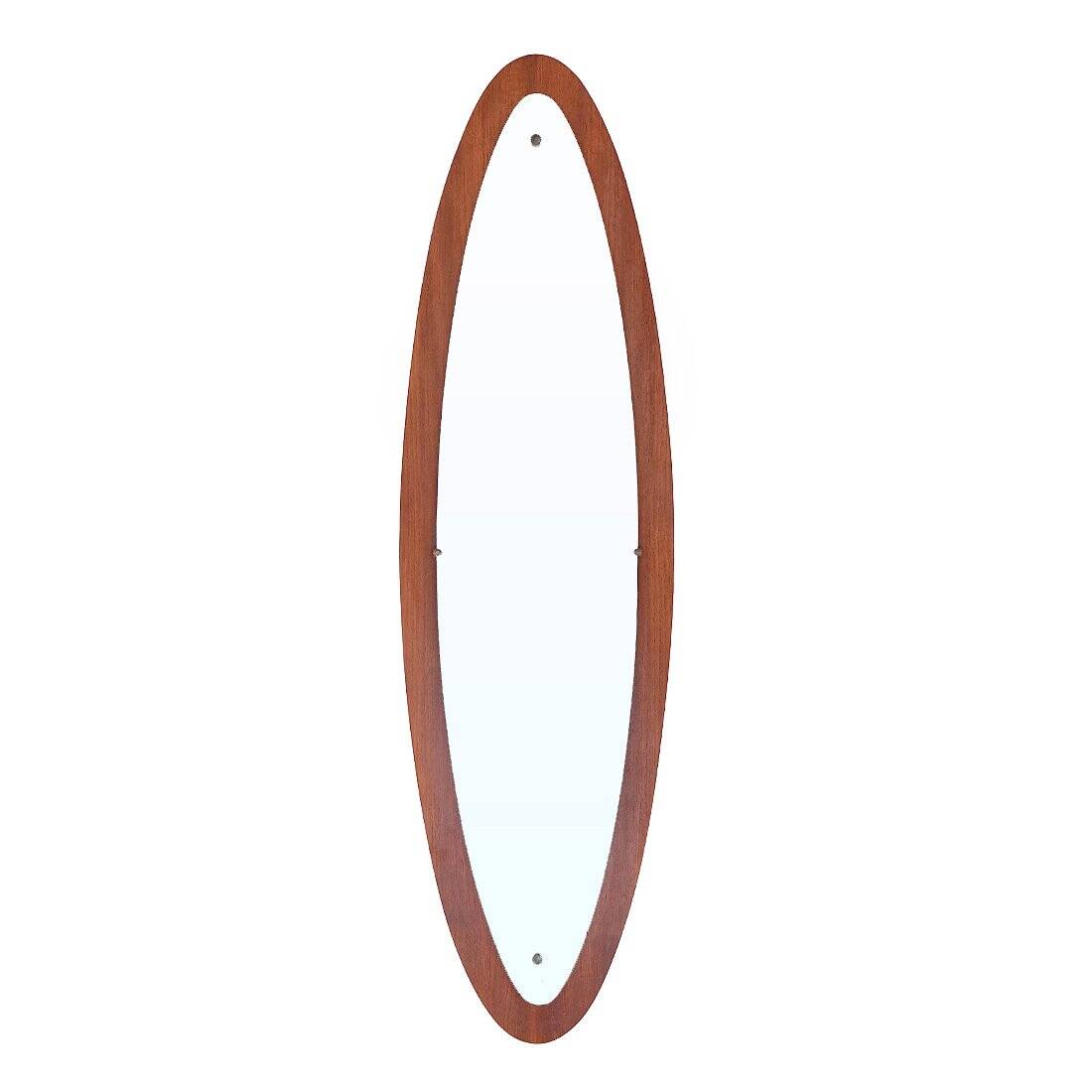 Oval wall mirror in teak, 1960s