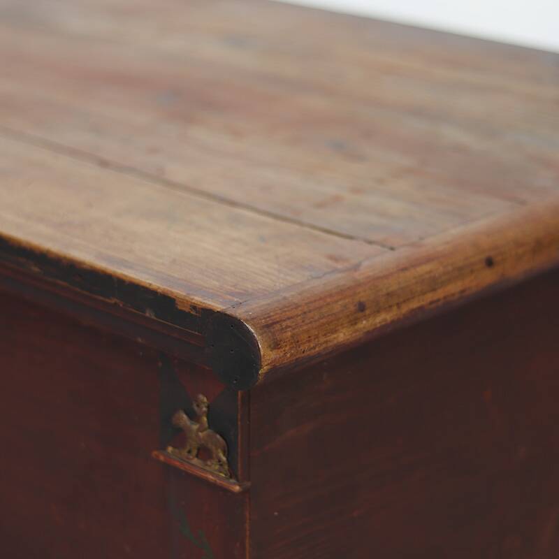 Swedish rustic farmhouse folk art blanket chest 1845