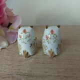 Old vintage hand painted ceramic owl salt and pepper shakers
