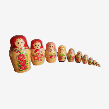 Ensemble de 12 poupées gigognes russes - vintage