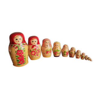 Set of 12 Russian nesting dolls - vintage