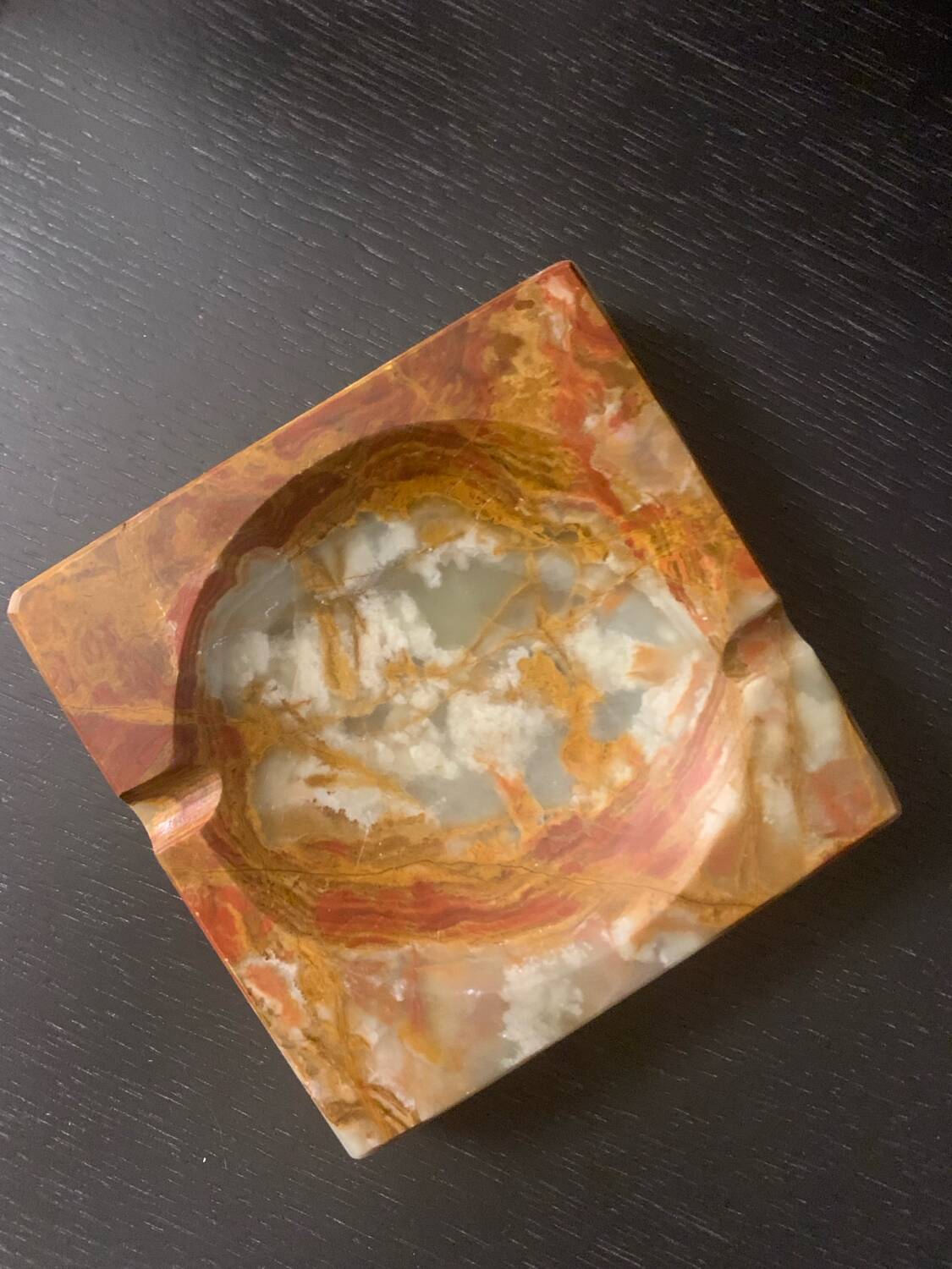 Cendrier vide poche onyx marbre vintage