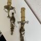 Pair of bronze wall lights with crystal pendants – Louis XV style