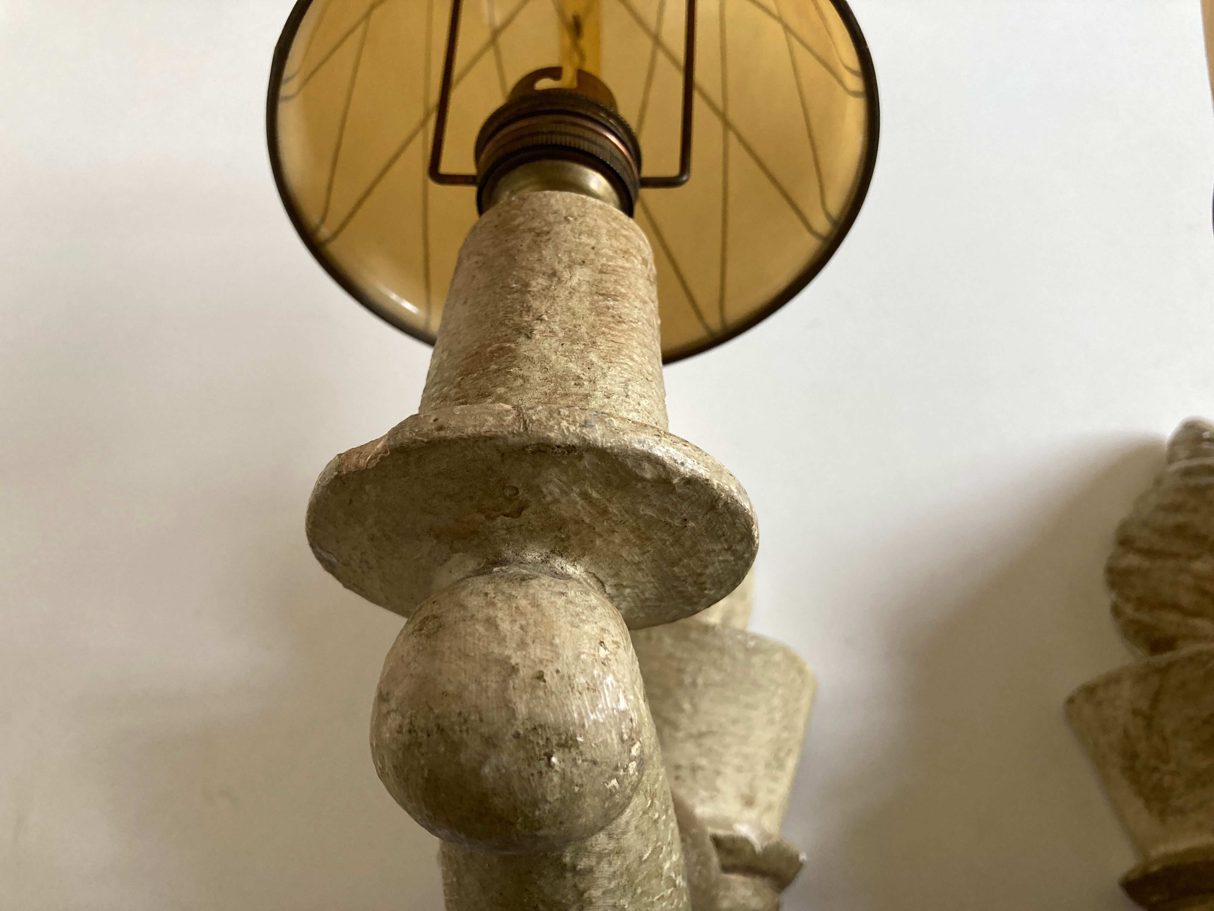 Pair of Arlus torchlight wall light in art deco plaster 1950