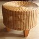 Table d'appoint ronde en rotin, bambou et bois - Vintage