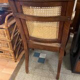 Louis philippe style barber chair in beech with cane seat and backrest