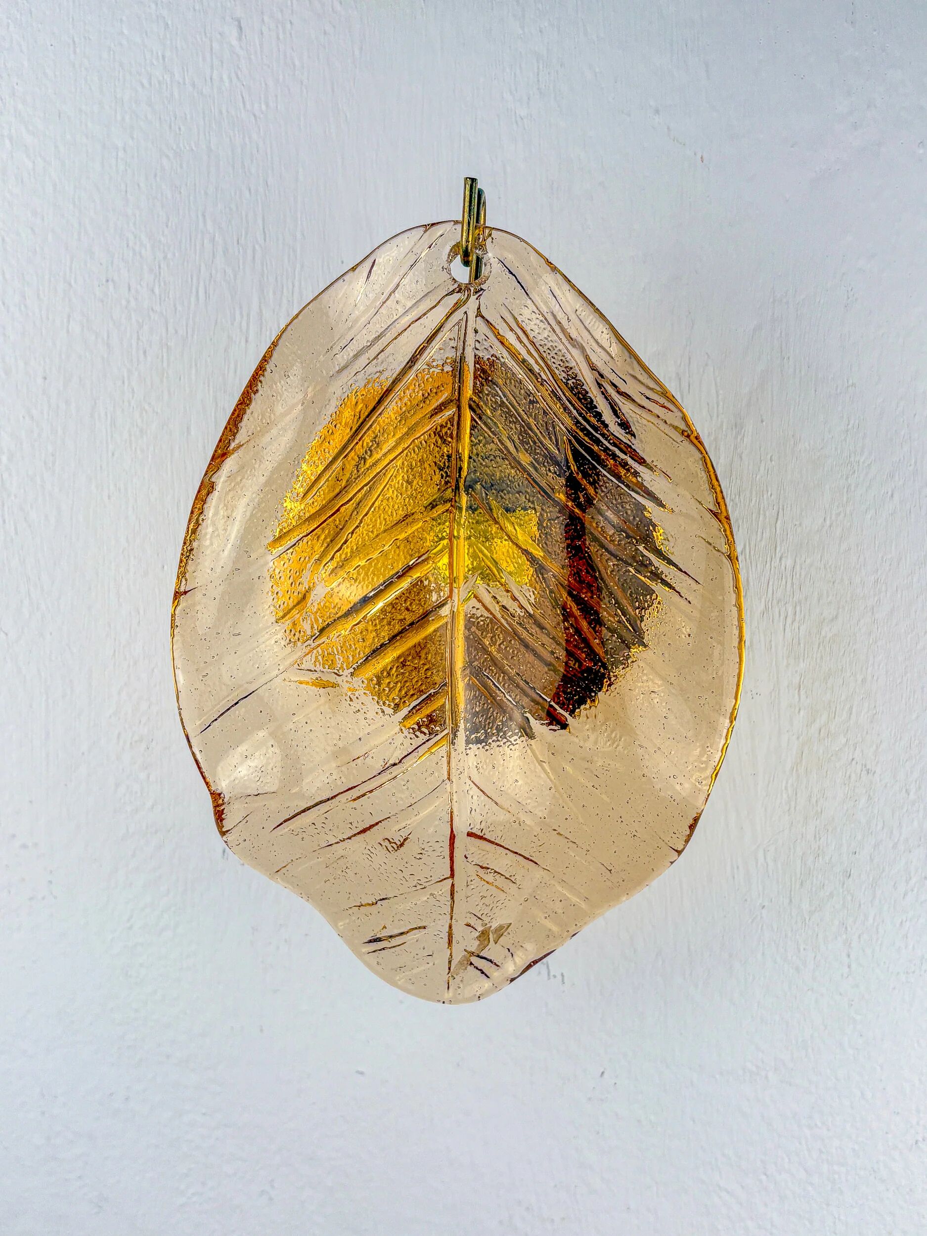 Applique murale en verre de Murano rose "Feuille" italienne, années 1970