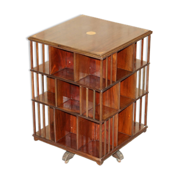 Large rotating Sheraton library in mahogany and satin wood.